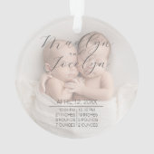 Elegante Schrift Foto Zwillingsbabys erstes Weihna Ornament (Rückseite)