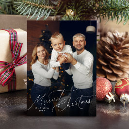 Elegante Schrift Frohe Weihnachten Familienfoto