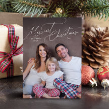 Elegante Schrift Frohe Weihnachten Familienfoto Fe
