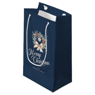 Elegante Schrift Frohe Weihnachten Festkranz Kleine Geschenktüte