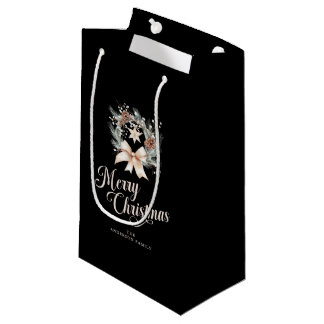 Elegante Schrift Frohe Weihnachten Kranz Kleine Geschenktüte