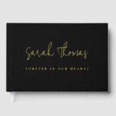 Elegante Schrift für immer in unseren Herzen Beerd Gästebuch (Vorderseite)