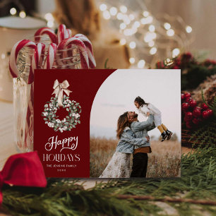 Elegante Schrift Happy Holidays Fotokarte Feiertagskarte