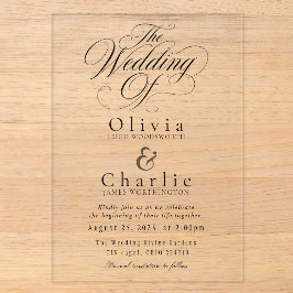 Elegante Schrift Hochzeit Acryl-Einladung Acryleinladungen