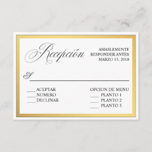 Elegante Schrift Hochzeit Spanisch RSVP Einladung