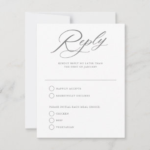 Elegante Schrift Hochzeit Weiß Antwort RSVP Karte