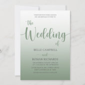 Elegante Schrift Hochzeitseinladung in Salbeigrün Einladung (Vorderseite)
