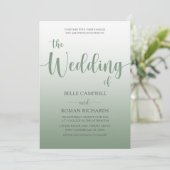 Elegante Schrift Hochzeitseinladung in Salbeigrün Einladung (Stehend Vorderseite)