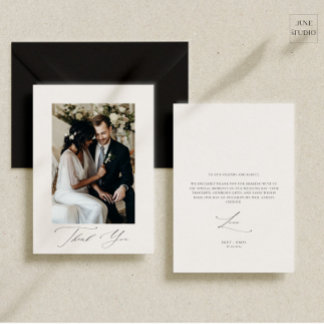 Elegante Schrift Hochzeitsfoto Dankeskarte