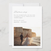 Elegante Schrift Hochzeitsfoto Dankeskarte (Rückseite)