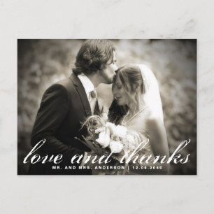 Elegante Schrift Hochzeitsfoto Danksagungskarte Postkarte