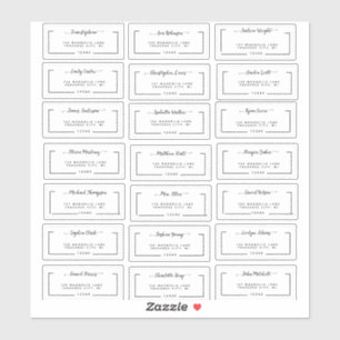 Elegante Schrift Hochzeitsgast-Adressetiketten Aufkleber