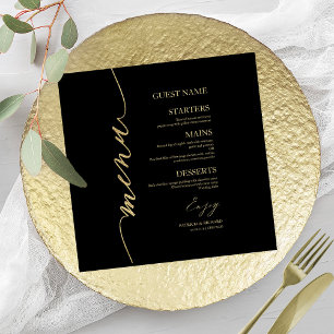 Elegante Schrift Hochzeitsmenükarte für Teller Einladung