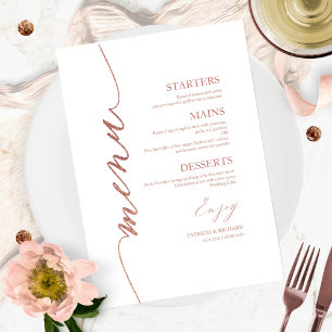 Elegante Schrift Hochzeitsmenükarte für Teller Menükarte