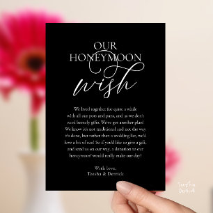 Elegante Schrift Honeymoon-Wunsch-Geld-Geschenk be Einladung
