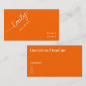 elegante Schrift in Neonorange Visitenkarte (Vorne/Hinten)
