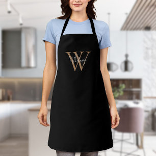 Elegante Schrift Initiale Schwarz Gold Monogramm S Schürze