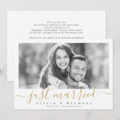 Elegante Schrift "just heiratet" Hochzeit des mode Einladung (Vorne/Hinten)