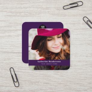 Elegante Schrift Kalligrafie Foto & QR-Code-Logo h Quadratische Visitenkarte