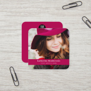 Elegante Schrift Kalligrafie mit Foto- und QR-Code Quadratische Visitenkarte