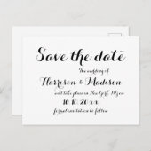 Elegante Schrift Kalligrafie Schwarz-Weiß-Hochzeit Ankündigungspostkarte (Vorne/Hinten)