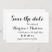 Elegante Schrift Kalligrafie Schwarz-Weiß-Hochzeit Save The Date (Vorne/Hinten)