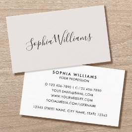 Elegante Schrift Moderne Minimalistische Weißtöne Visitenkarte