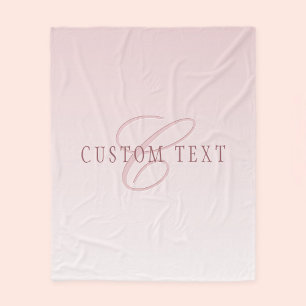 Elegante Schrift & Monogramm Rose Ombre Fleecedecke
