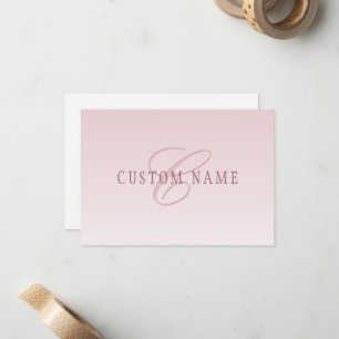 Elegante Schrift & Monogramm Rose Ombre Mitteilungskarte
