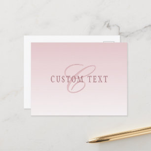 Elegante Schrift & Monogramm Rose Ombre Postkarte