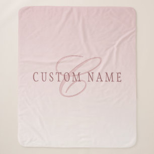 Elegante Schrift & Monogramm Rose Ombre Sherpadecke