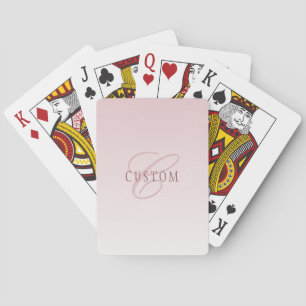 Elegante Schrift & Monogramm Rose Ombre Spielkarten
