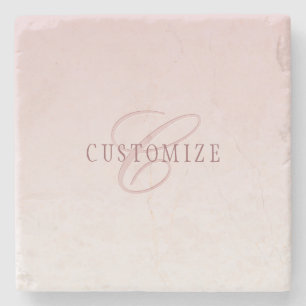 Elegante Schrift & Monogramm Rose Ombre Steinuntersetzer