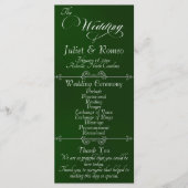 Elegante Schrift & Monogramm - Smaragd-Hochzeit Programm (Vorderseite)