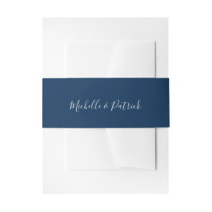 Elegante Schrift Namen Navy Blau Hochzeit Einladungsbanderole