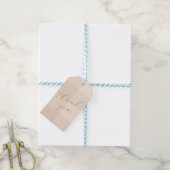 Elegante Schrift Neutrales Gingham Danke Geschenkanhänger (Mit Garn)