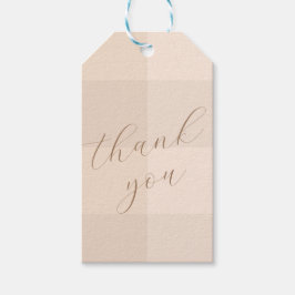 Elegante Schrift Neutrales Gingham Danke Geschenkanhänger