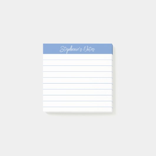 Elegante Schrift Notizen Hellblau Liniiert (Vorderseite)