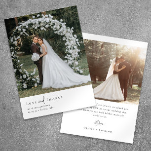 Elegante Schrift Romantisches Foto Hochzeit Dankeskarte