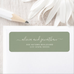 Elegante Schrift Salbeigrüne Hochzeit-Rücksendeadr
