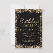 Elegante Schrift Schwarz Gold Glitter 60. Geburtst
