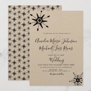 Elegante Schrift Schwarze Schneeflocken Weihnachte Einladung