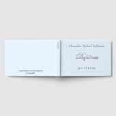 Elegante Schrift Taufe Hellblau Gästebuch (Voll)