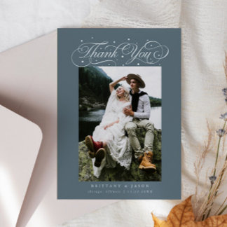 Elegante Schrift-Typografie-Punkte Hochzeit Schief Dankeskarte