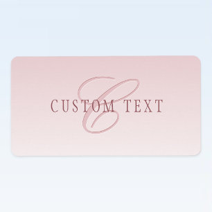 Elegante Schrift und Monogramm   Rose Ombre Adressaufkleber
