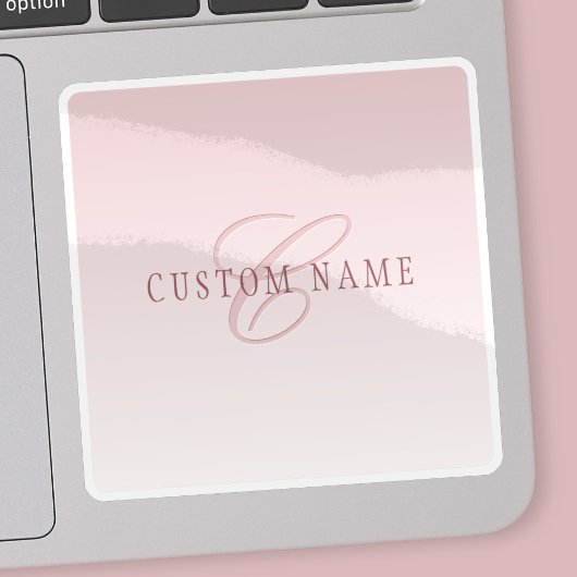 Elegante Schrift und Monogramm | Rose Ombre Aufkleber