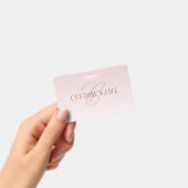 Elegante Schrift und Monogramm | Rose Ombre Ausweis (Handheld)
