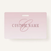 Elegante Schrift und Monogramm | Rose Ombre Ausweis (Vorderseite)
