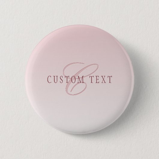 Elegante Schrift und Monogramm | Rose Ombre Button (Vorderseite)