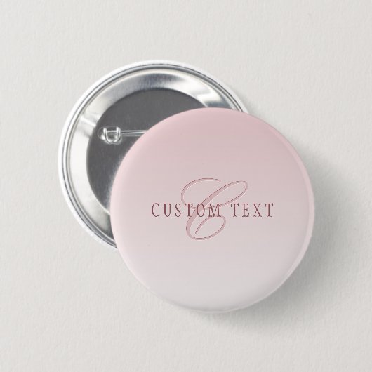 Elegante Schrift und Monogramm | Rose Ombre Button (Vorne & Hinten)